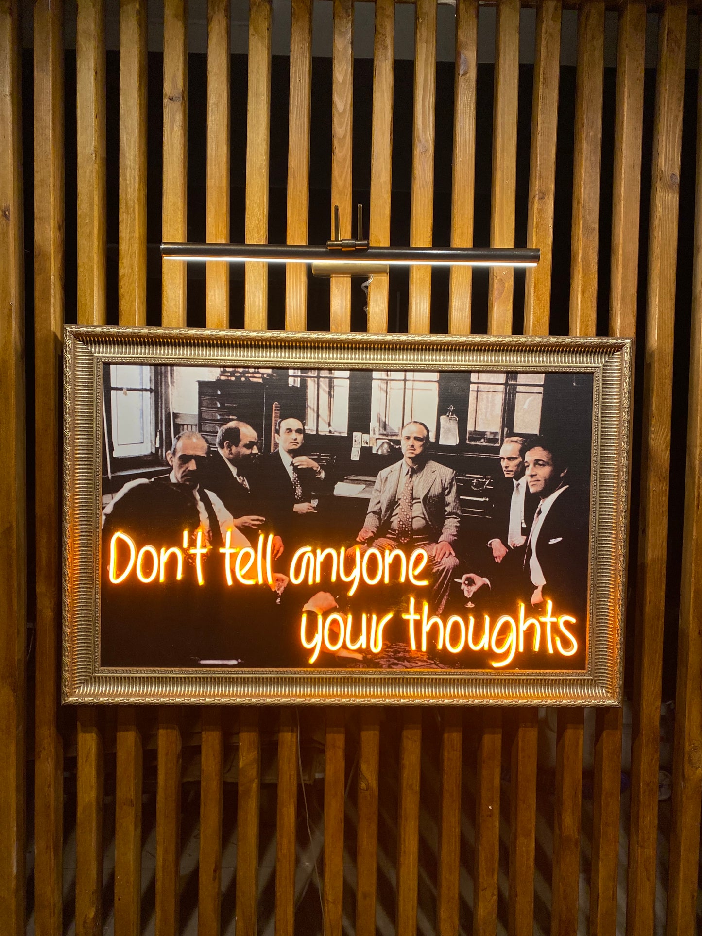Neon Wall Art – “Don’t Tell Anyone Your Thoughts” (Mafia Edition)