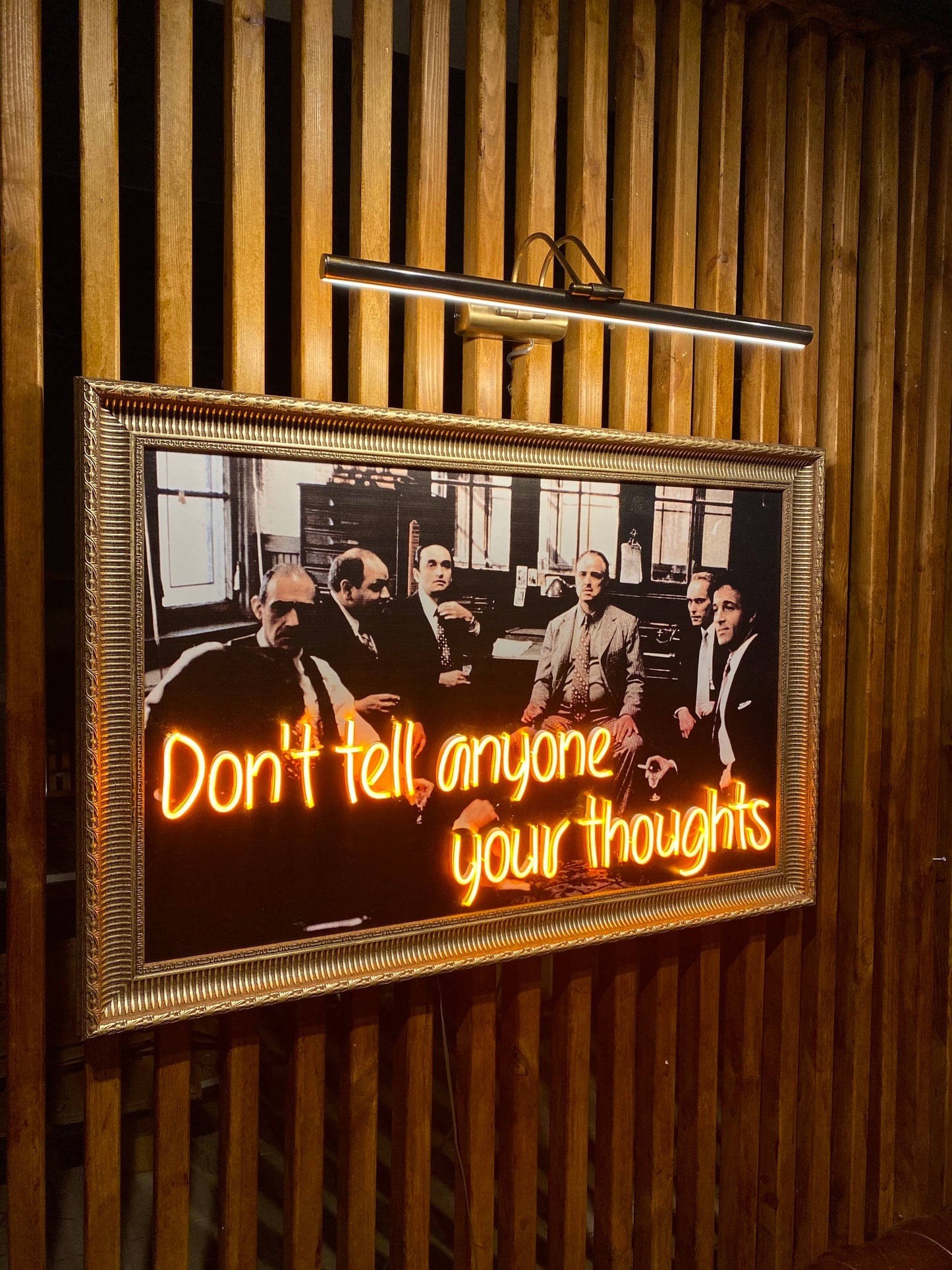 Neon Wall Art – “Don’t Tell Anyone Your Thoughts” (Mafia Edition)