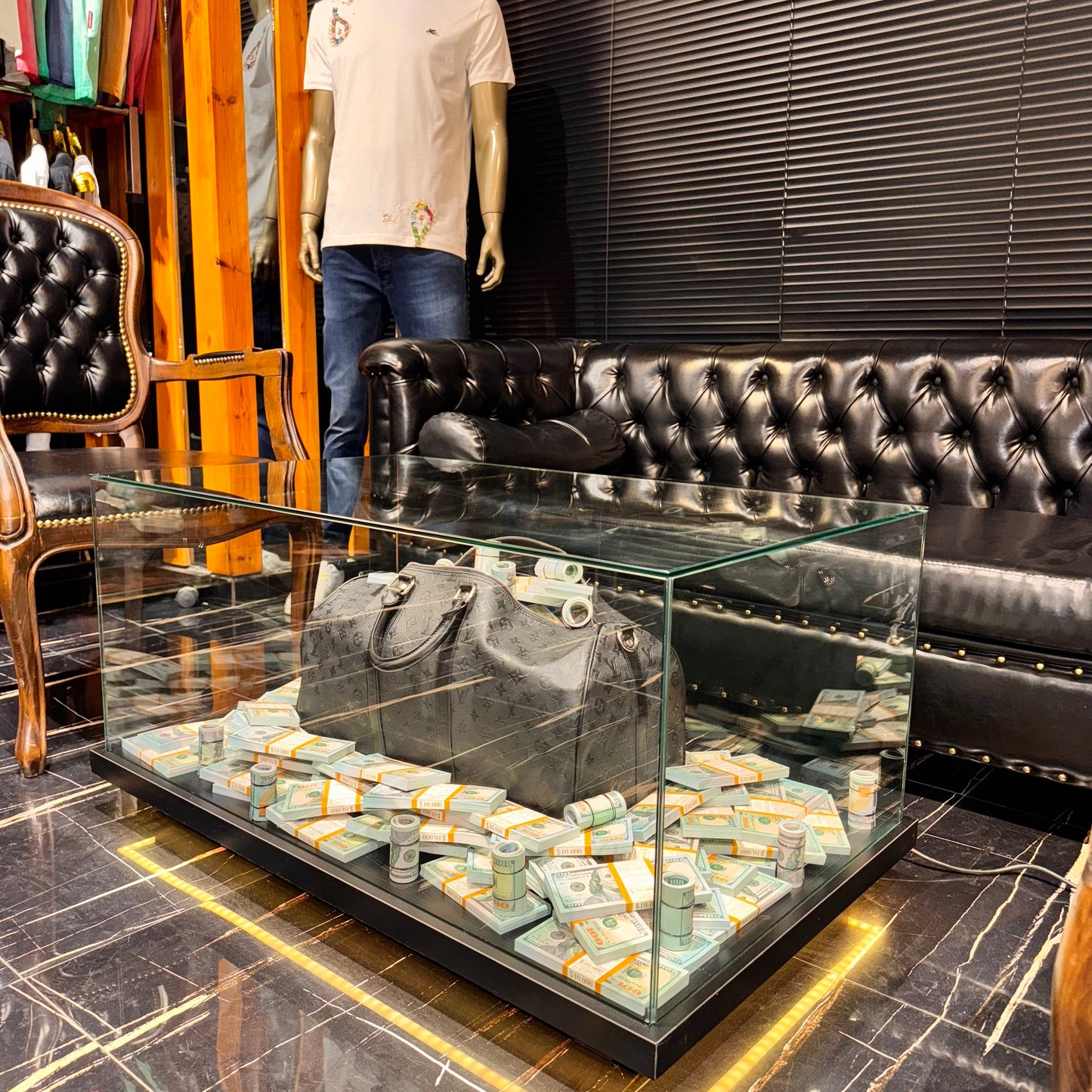 Luxury Glass Display Table Bag & Prop Million Dollars – Handmade Art Piece