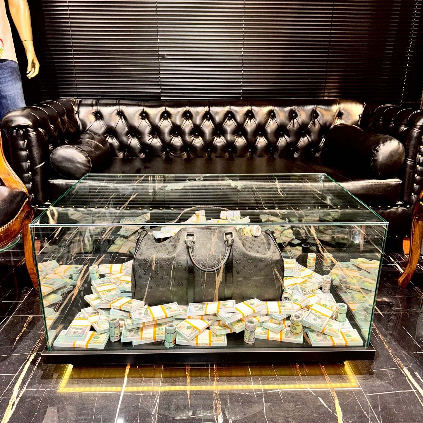 Luxury Glass Display Table Bag & Prop Million Dollars – Handmade Art Piece