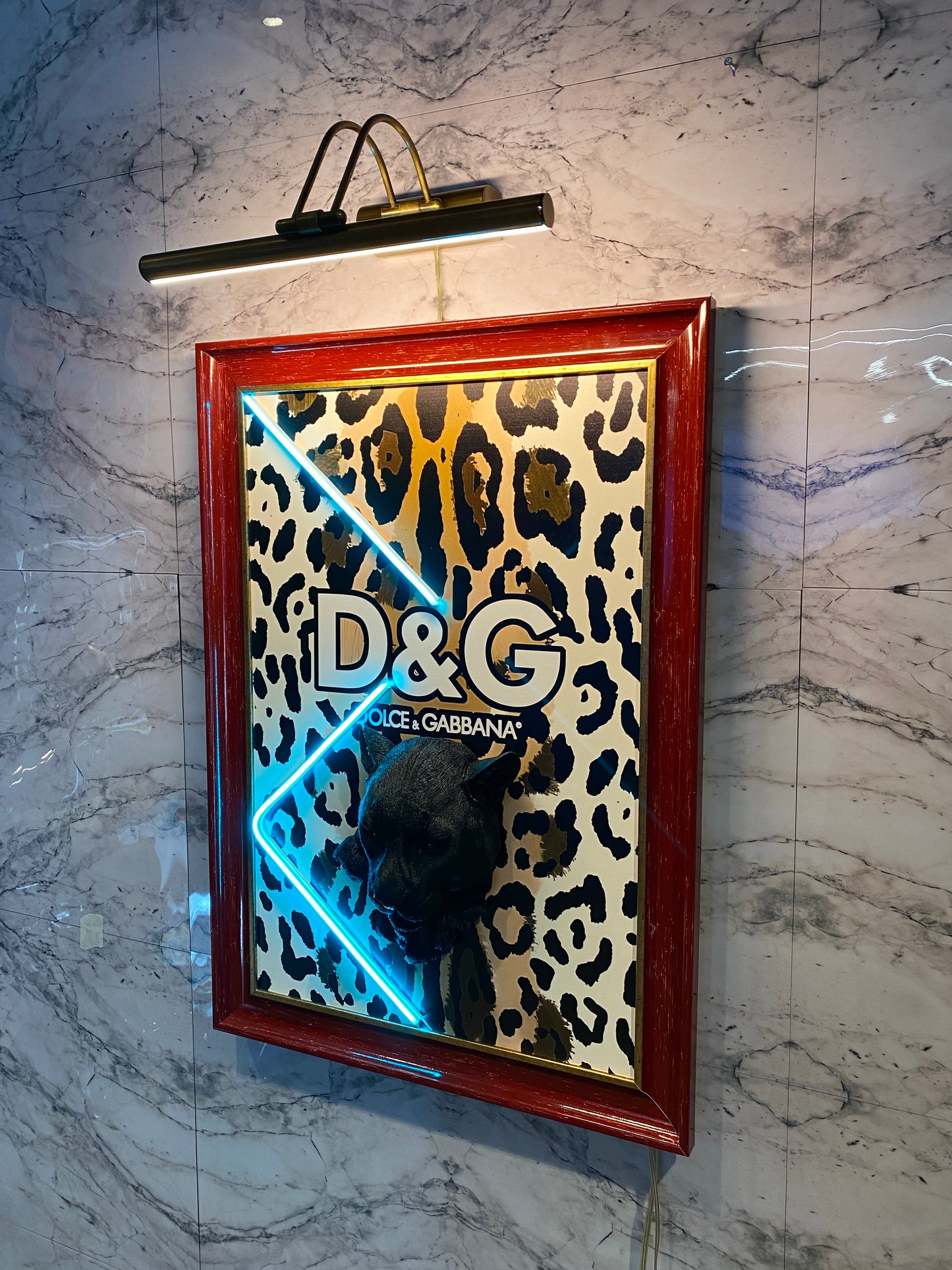 Neon Wall Art – D&G Panther on Leopard Print