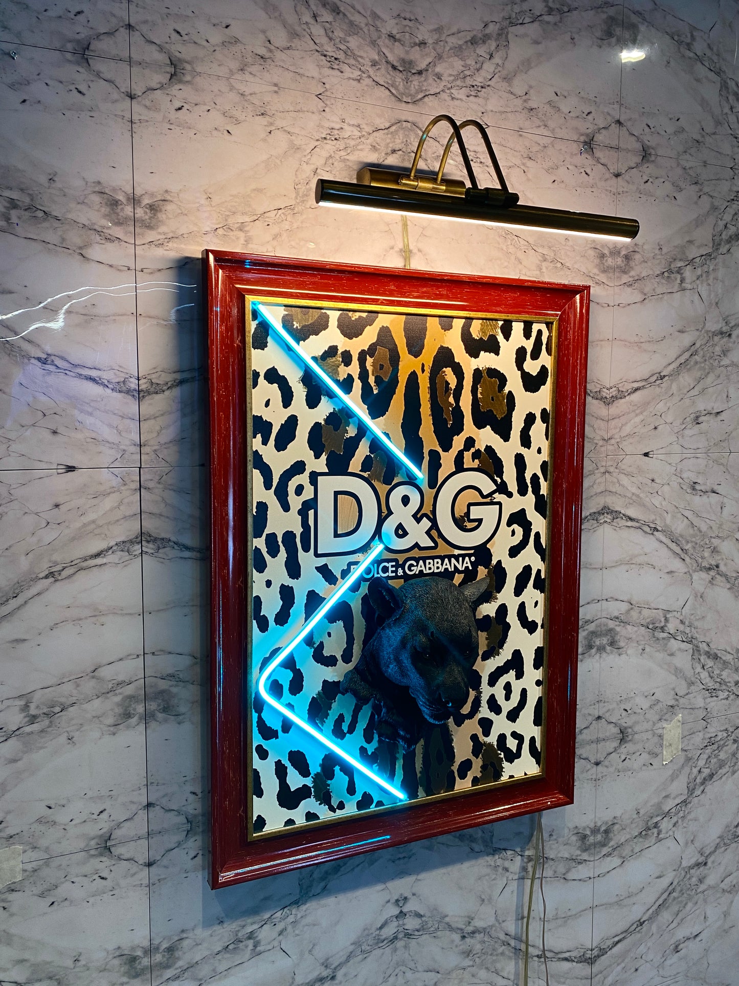 Neon Wall Art – D&G Panther on Leopard Print