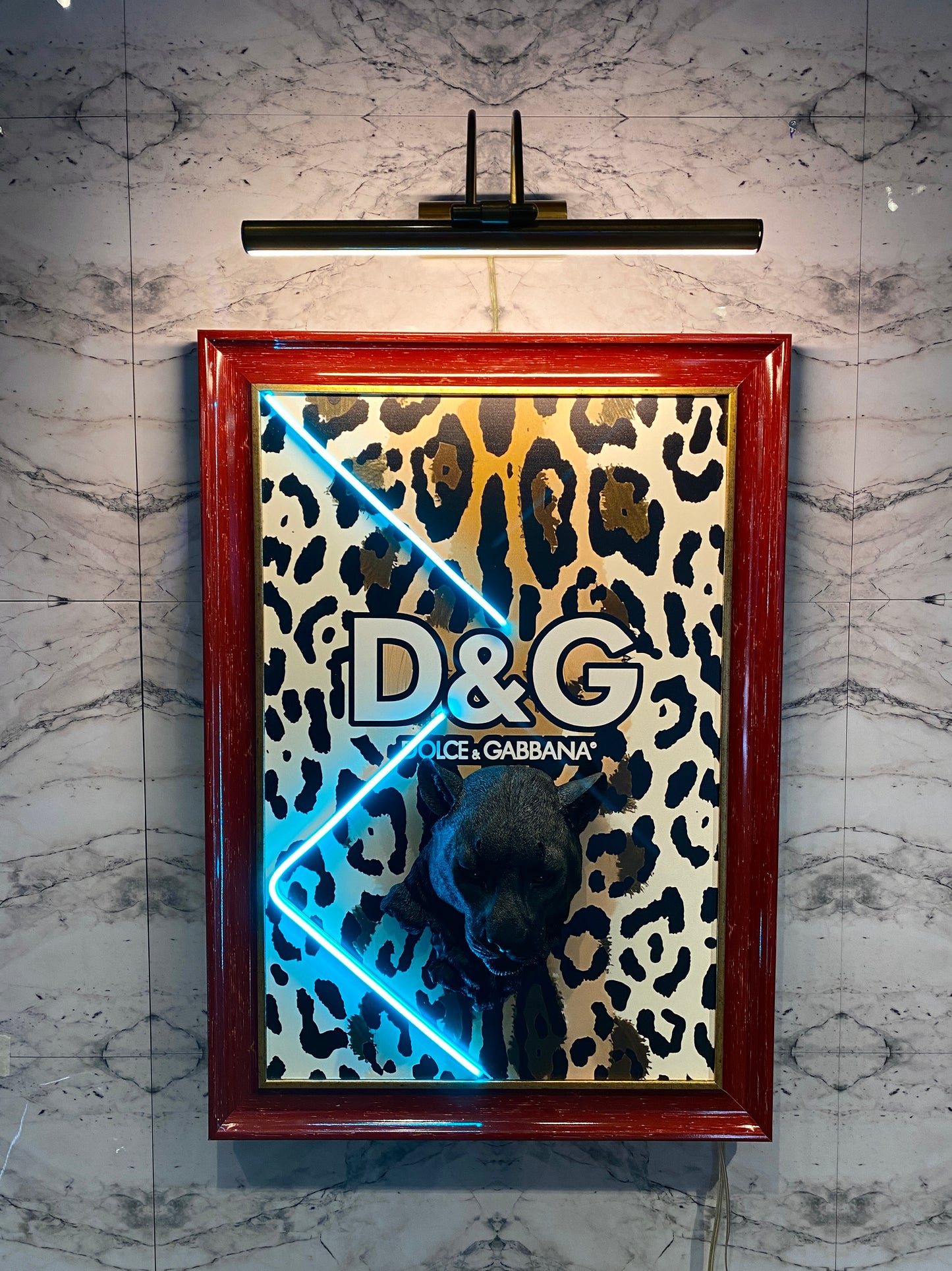 Neon Wall Art – D&G Panther on Leopard Print