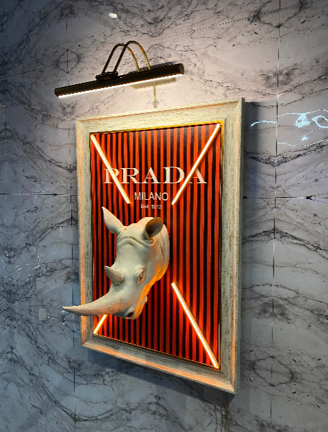 Neon Wall Art – Prada Rhino Milano
