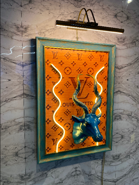 Neon Wall Art Duo – Louis Vuitton Antelope & Hermès Stag