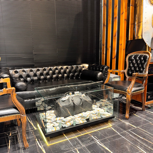 Luxury Glass Display Table Bag & Prop Million Dollars – Handmade Art Piece