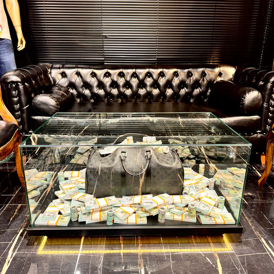 Luxury Glass Display Table Bag & Prop Million Dollars – Handmade Art Piece