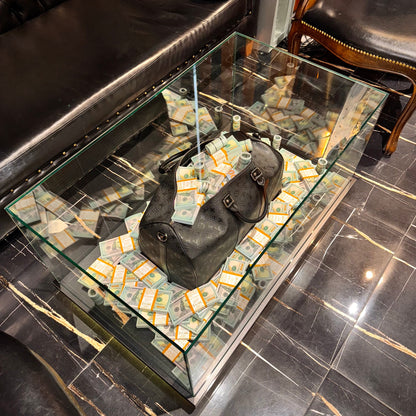 Luxury Glass Display Table Bag & Prop Million Dollars – Handmade Art Piece