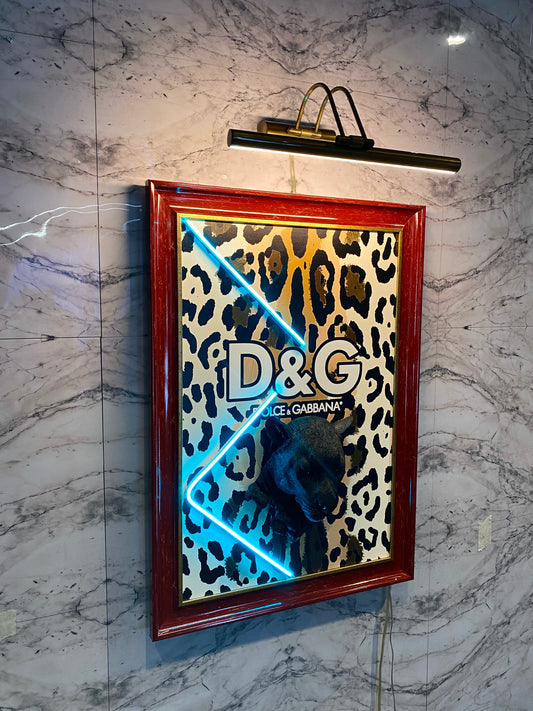 Neon Wall Art – D&G Panther on Leopard Print