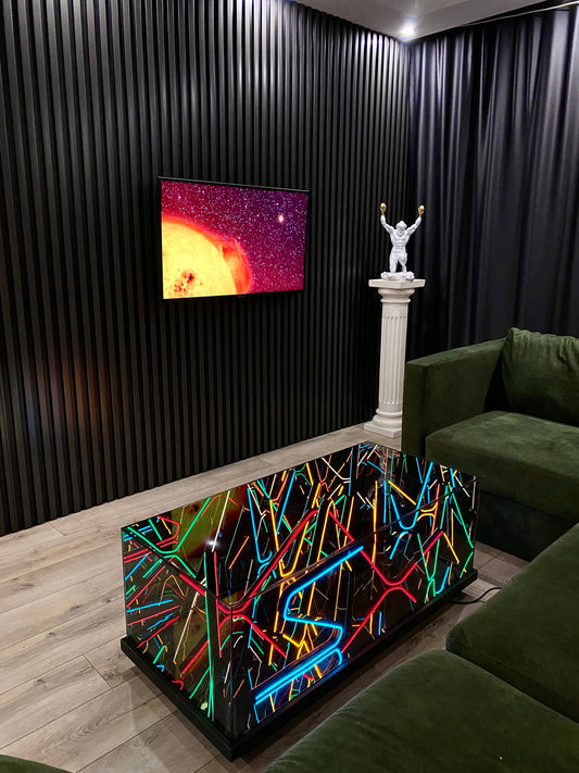 "Electric Jungle™ – Infinity Neon Mirror Table"