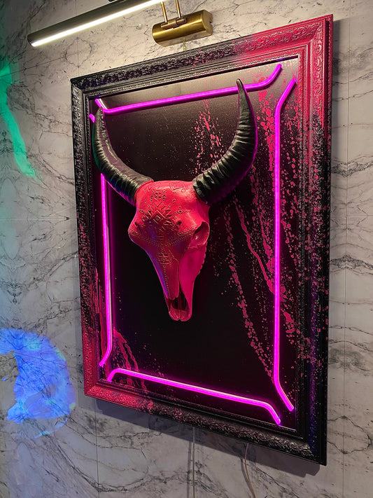 Neon Wall Art – Bull Skull Sculptures