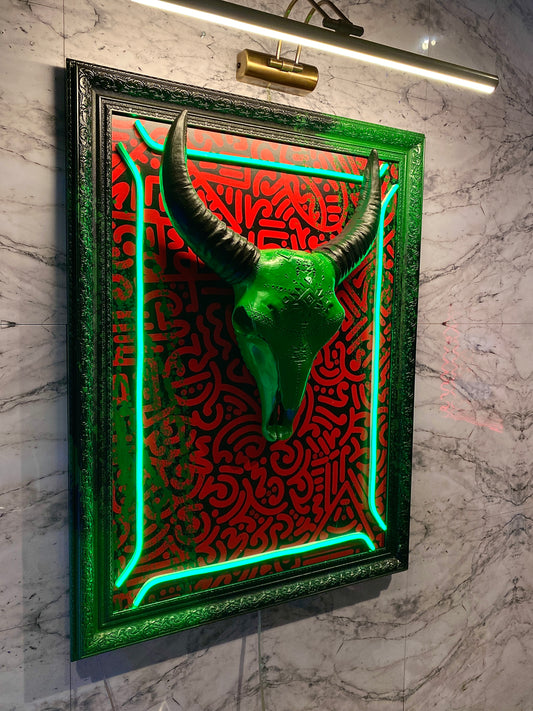 Neon Wall Art – Bull Skull Sculptures