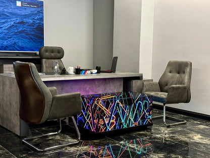 "Electric Jungle™ – Infinity Neon Mirror Table"
