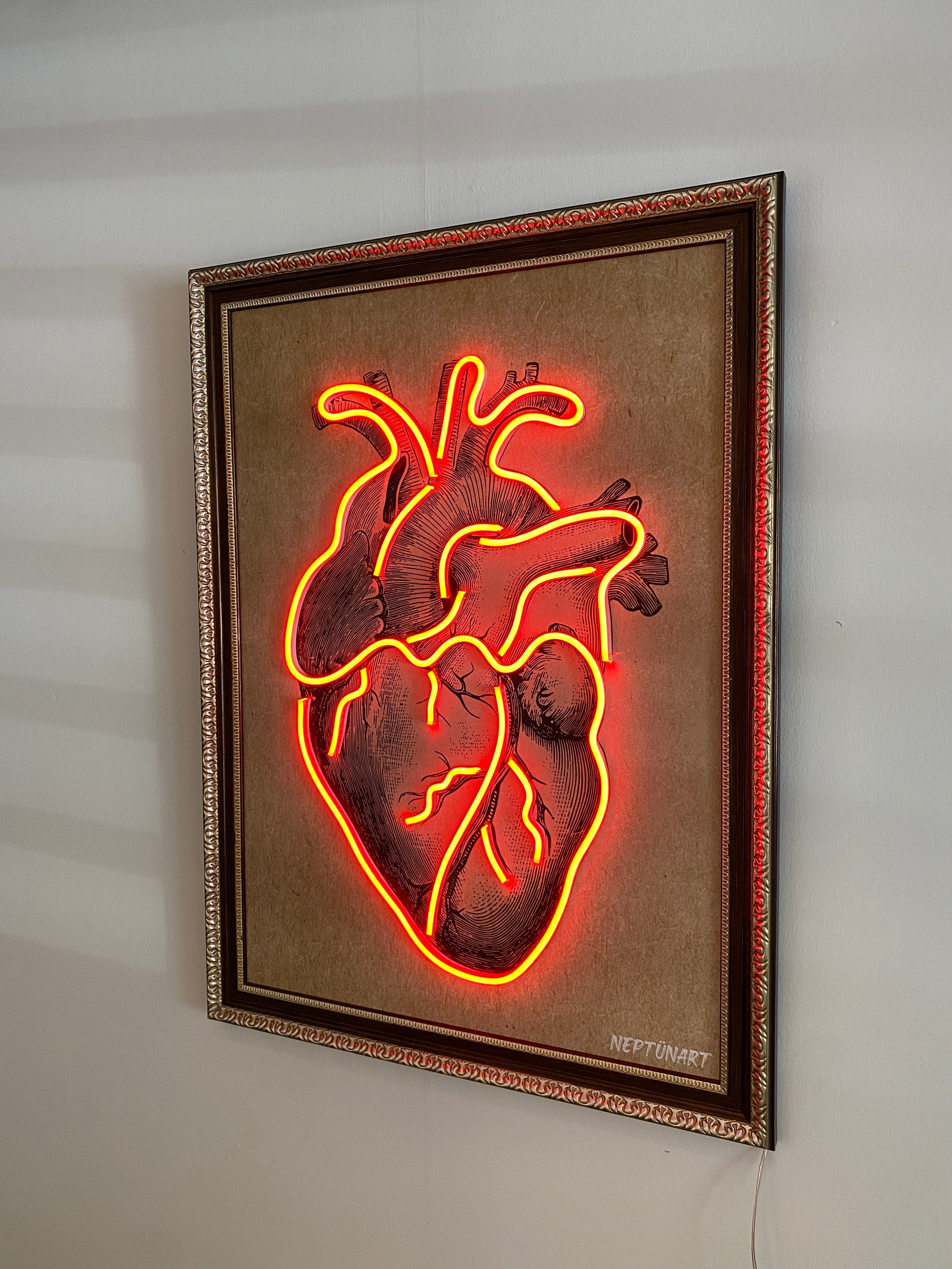 Neon Wall Art – Anatomical Heart (Red Pulse Edition)